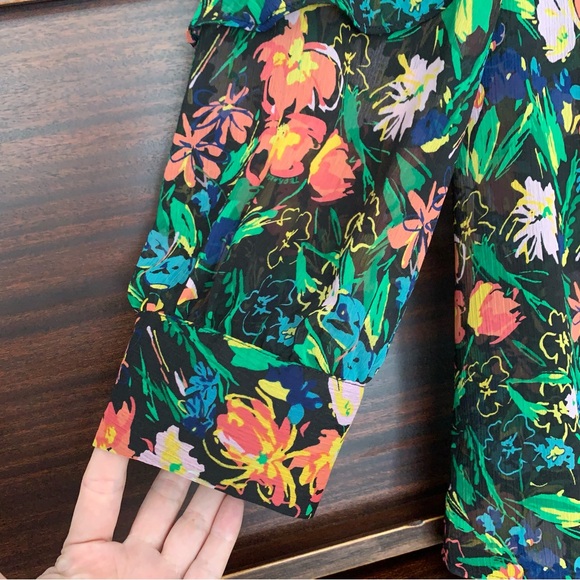 Ted Baker Carita Multi-Colour Floral Ruffle Sleeve Blouse, Size 12 - Picture 7 of 16